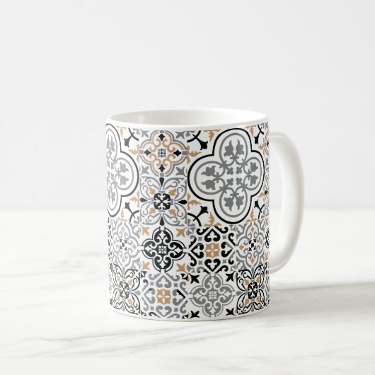 Tasse aus marokkanischem schwarzem Fliesenmuster (VorderseiteRechts)