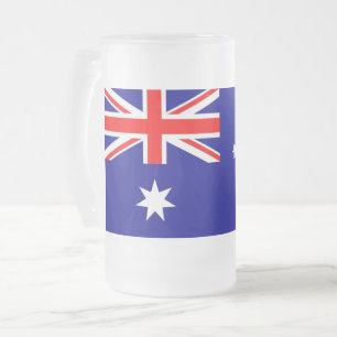 Tasse aus mattiertem Glas mit australischer Flagge