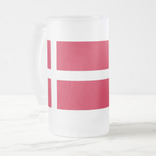 Tasse aus mattiertem Glas mit dänischer Flagge