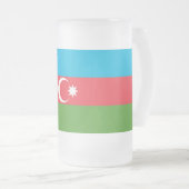 Tasse aus mattiertem Glas mit der Flagge Aserbaids (VorderseiteRechts)