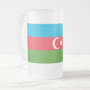Tasse aus mattiertem Glas mit der Flagge Aserbaids