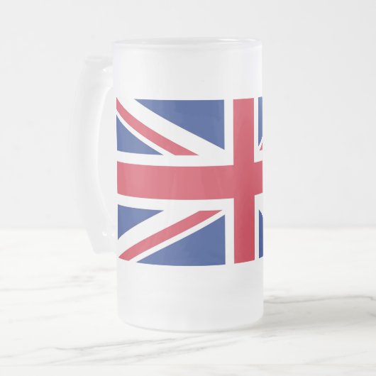 Tasse aus mattiertem Glas mit der Flagge des Verei (Vorderseite Links)
