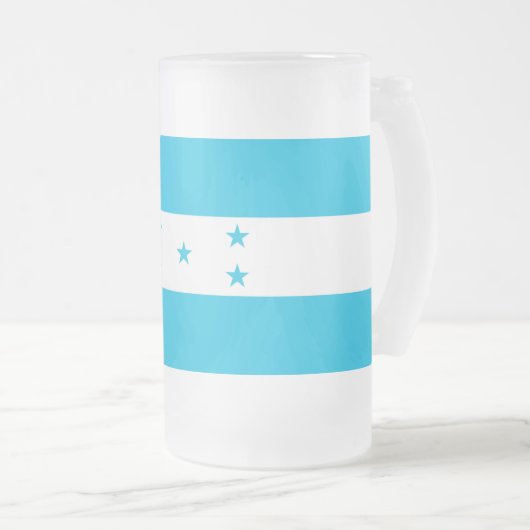 Tasse aus mattiertem Glas mit der Flagge von Hondu (VorderseiteRechts)