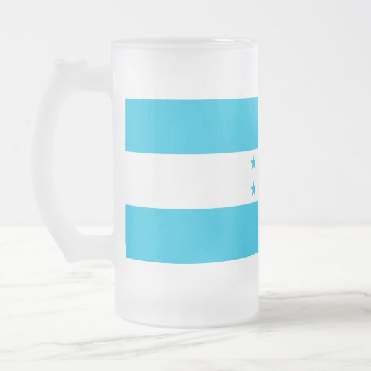 Tasse aus mattiertem Glas mit der Flagge von Hondu (Links)