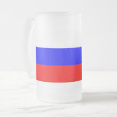 Tasse aus mattiertem Glas mit der russischen Flagg (Vorderseite Links)
