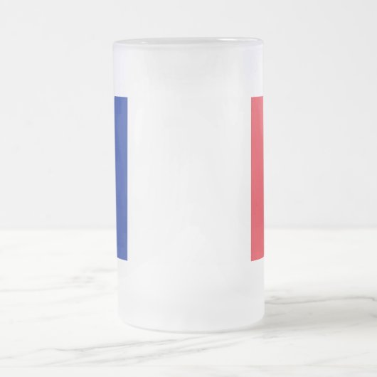 Tasse aus mattiertem Glas mit französischer Flagge (Mittel)