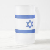 Tasse aus mattiertem Glas mit israelischer Flagge (VorderseiteRechts)