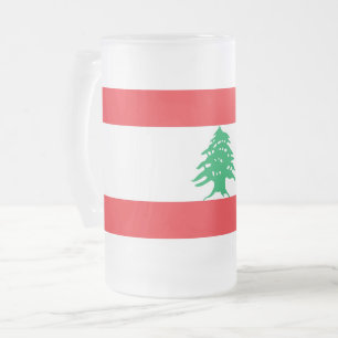 Tasse aus mattiertem Glas mit libanesischer Flagge