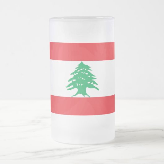 Tasse aus mattiertem Glas mit libanesischer Flagge (Mittel)