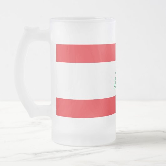Tasse aus mattiertem Glas mit libanesischer Flagge (Links)