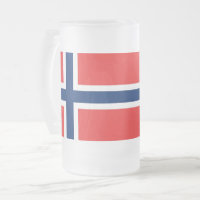 Tasse aus mattiertem Glas mit norwegischer Flagge