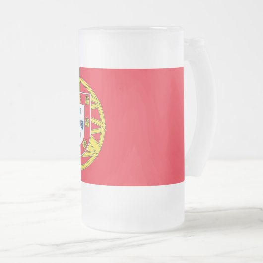 Tasse aus mattiertem Glas mit portugiesischer Flag (VorderseiteRechts)