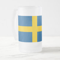 Tasse aus mattiertem Glas mit schwedischer Flagge