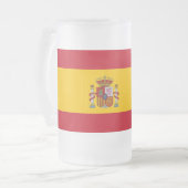 Tasse aus mattiertem Glas mit spanischer Flagge (Vorderseite Links)