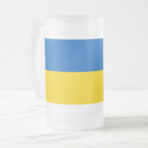 Tasse aus mattiertem Glas mit ukrainischer Flagge