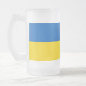 Tasse aus mattiertem Glas mit ukrainischer Flagge (Links)