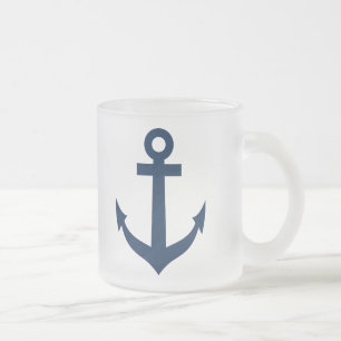 Tasse aus nautischem Glas mit Schiffsanker