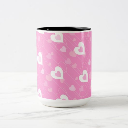 Tasse aus rosa und weißem Herzen (Mittel)