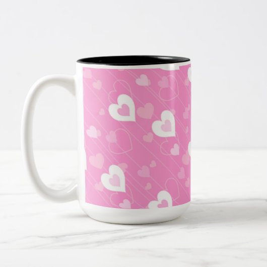 Tasse aus rosa und weißem Herzen (Links)