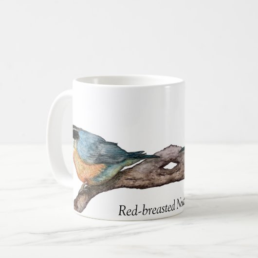 Tasse aus Rot-Brest-Nuthatch-Weißer Kaffee (Vorderseite Links)