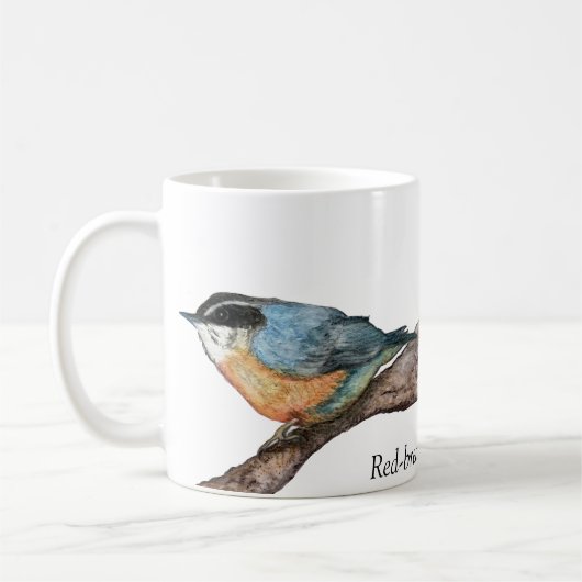 Tasse aus Rot-Brest-Nuthatch-Weißer Kaffee (Links)
