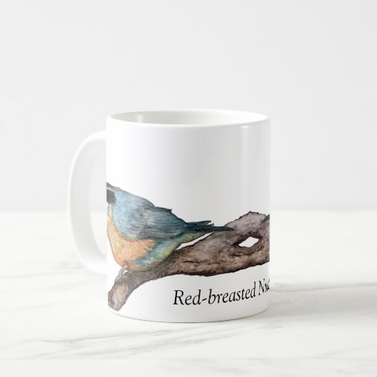 Tasse aus Rot-Brest-Nuthatch-Weißer Kaffee (Vorderseite Links)