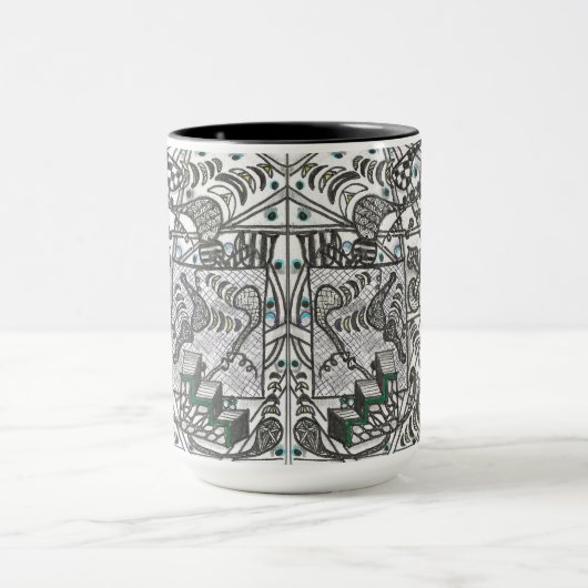 Tasse aus schwarz-weiß gefliestem Muster (Zentrum)