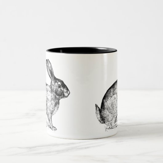 Tasse aus schwarzem und weißem Kaninchen (Mittel)