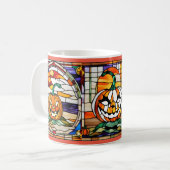 Tasse aus verkettetem Glas Halloween Pumpkin (Vorderseite Links)