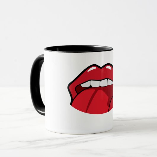 Tasse avec un sticker de la bouche en rouge  (Vorderseite Links)