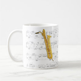 Tasse - Bass-Saxophone mit Blattmusik