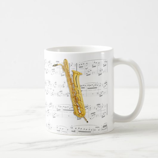 Tasse - Bass-Saxophone mit Blattmusik (Rechts)