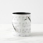 Tasse - Bassklarinette mit Blattmusik (Zentrum)