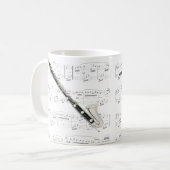 Tasse - Bassklarinette mit Blattmusik (Vorderseite Links)