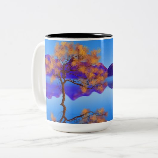 Tasse "Baum am blauen See" (Vorderseite Links)