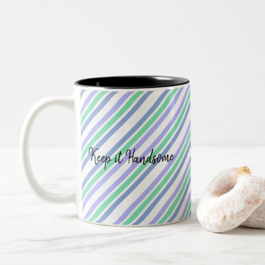 Tasse Behalte ihn Handsome Green Lila Stripe (Mit Donut)
