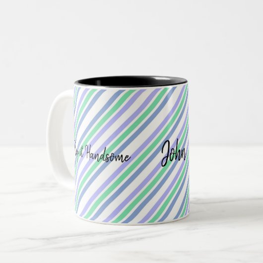 Tasse Behalte ihn Handsome Green Lila Stripe (Vorderseite Links)