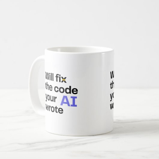 Tasse "Beheben von KI-Code" - Weiß (Vorderseite Links)