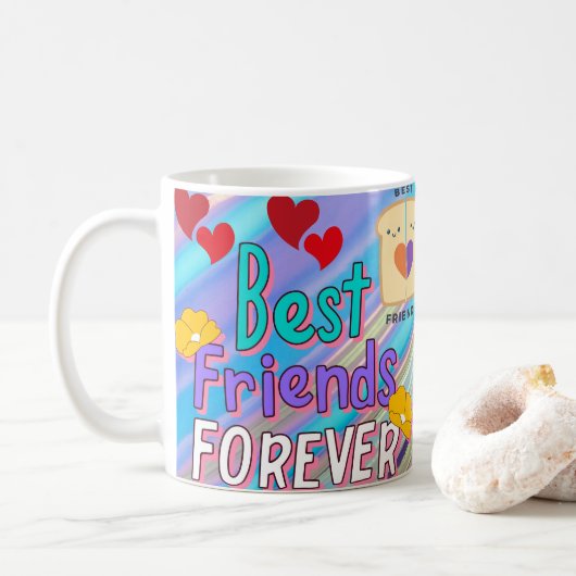 Tasse 'Beste Freunde für immer' mit süßen Cartoon- (Mit Donut)