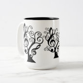 Tasse "Black and White Music Treble Clef Tree" (Vorderseite Links)