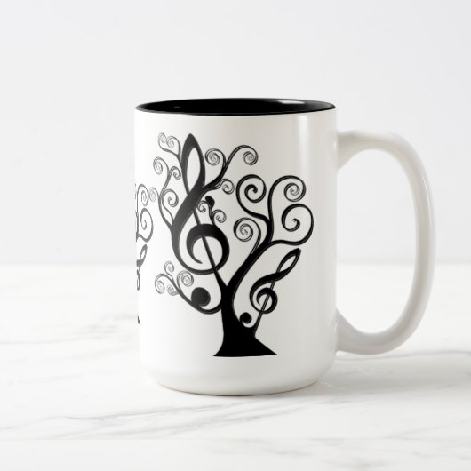 Tasse "Black and White Music Treble Clef Tree" (Rechts)