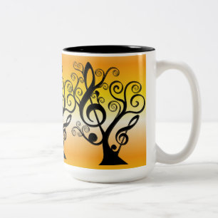 Tasse "Black and Yellow Music Treble Clef Tree"