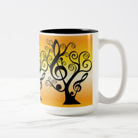 Tasse "Black and Yellow Music Treble Clef Tree" (Rechts)
