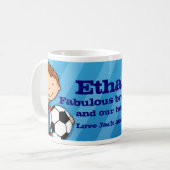 Tasse Blau des Fußballfußballhelden (Vorderseite Links)