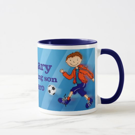 Tasse Blau des Fußballhelden (Rechts)