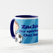 Tasse Blau des Fußballhelden (Vorderseite Links)