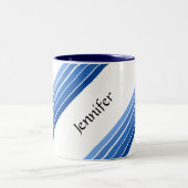 Tasse - Blaue Diagonalstreifen mit Name (Mittel)