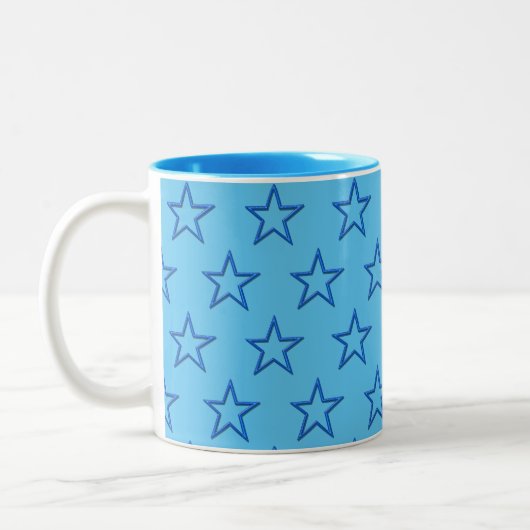 Tasse - Blaue Sterne auf hellblau (Links)