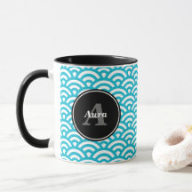 Tasse blaue Wellen - personalisierter Name