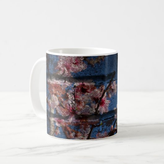 Tasse Blauer Stein und Blüten (Vorderseite Links)
